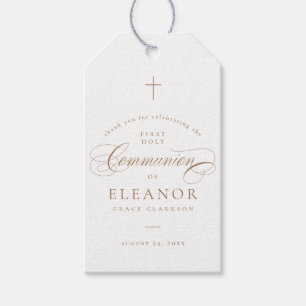 Étiquettes-cadeau Élégante croix calligraphie communion Favoriser