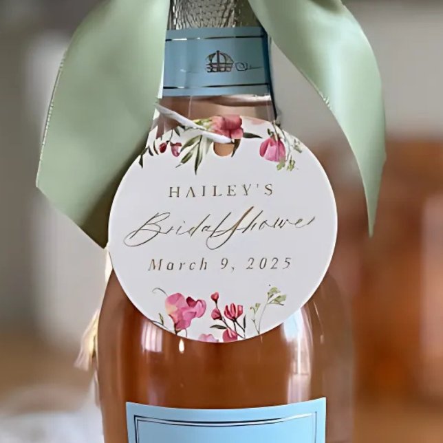 Étiquettes Cadeau élégante dainty fleurie Fête des mariées de mariag (Créateur téléchargé)