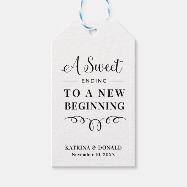 Étiquettes-cadeau Élégante Douce Se Terminant Par Un Nouveau Mariage (Devant)