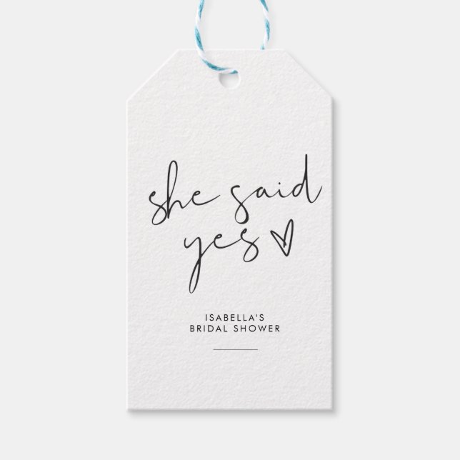 Étiquettes-cadeau Élégante douche de mariée rétro noir et blanc (Devant)