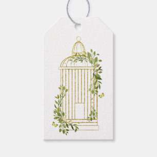 Étiquettes-cadeau Élégante étiquette-cadeau Cage à oiseaux en or ave