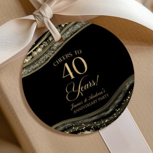 Étiquettes Cadeau Élégante Fête d'anniversaire de 40 ans en Agate No