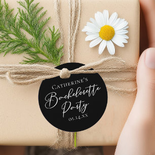 Étiquettes Cadeau Élégante fête de Bachelorette minimaliste noir et