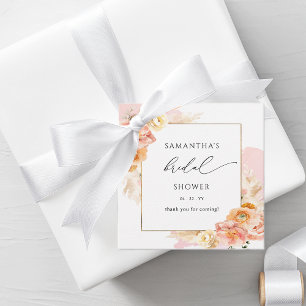 Étiquettes Cadeau Élégante Fête de Mariage Florale aux Teintes de Pê