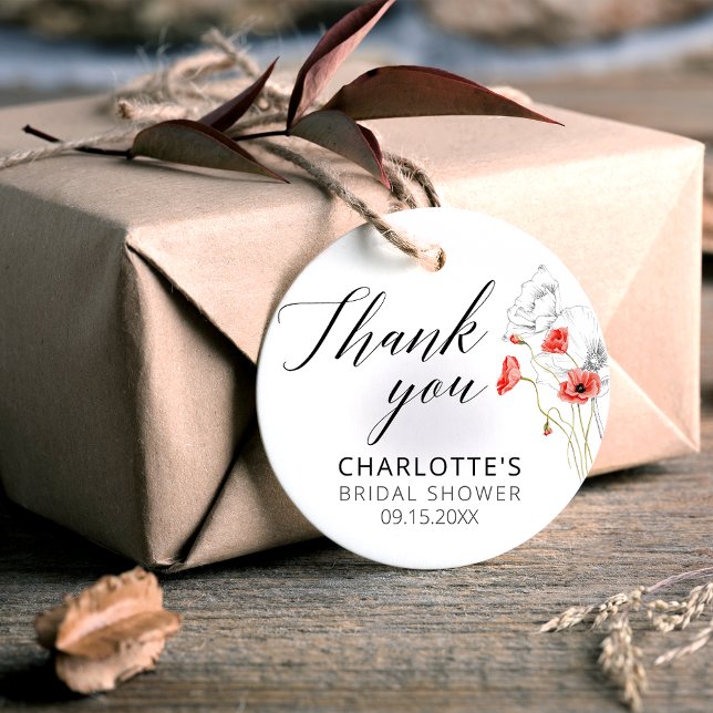 Étiquettes Cadeau Elégante Fête des mariées de fleurs d'aquarelle ro (Créateur téléchargé)