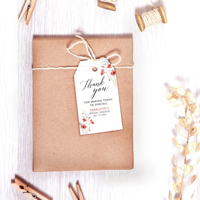 Étiquettes-cadeau Elégante Fête des mariées de fleurs d'aquarelle ro (Créateur téléchargé)