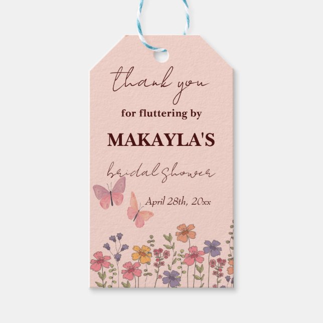 Étiquettes-cadeau Élégante Fête des mariées de fleurs modernes Papil (Devant)