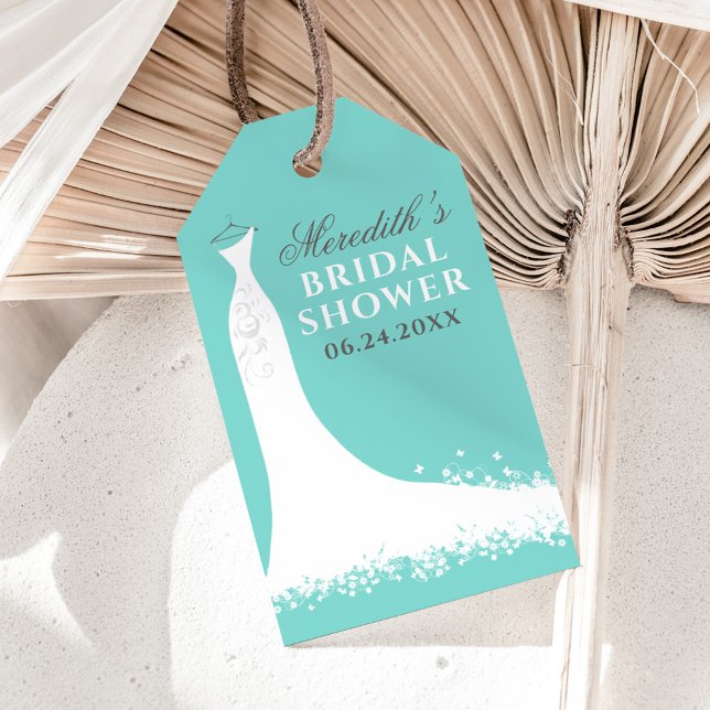 Étiquettes-cadeau Elégante Fête des mariées de Mariage bleu Aqua (Créateur téléchargé)