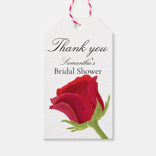 Étiquettes-cadeau Élégante Fête des mariées de rose rouge (Devant)