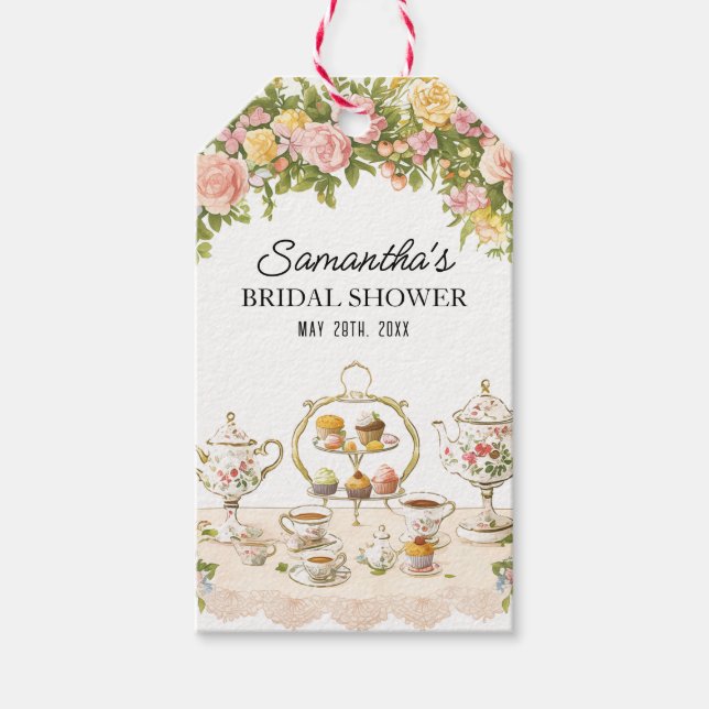 Étiquettes-cadeau Elégante Fête des mariées de thé floral Favoriser  (Devant)