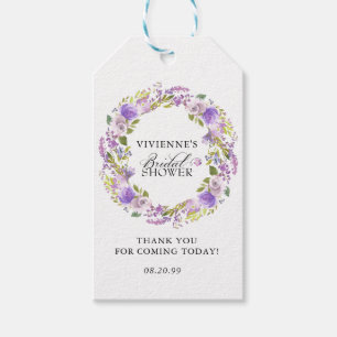 Étiquettes-cadeau Élégante Fête des mariées florale blanche violette