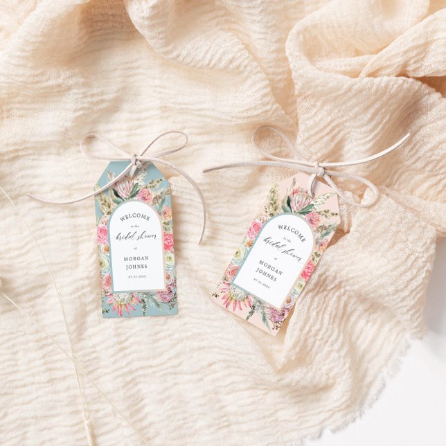 Étiquettes-cadeau Élégante Fête des mariées florale Bohème Blush (Créateur téléchargé)