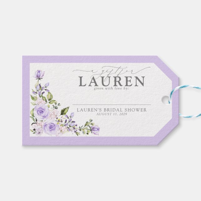 Étiquettes-cadeau Élégante Fête des mariées Lavande Lilac Pas d'enve (Devant (Horizontal))