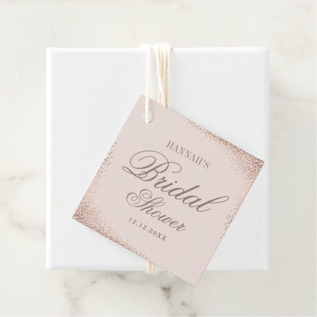 Étiquettes Cadeau Élégante Fête des mariées Rose Gold (En situation)
