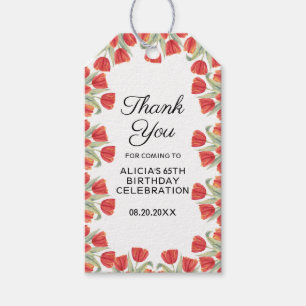 Étiquettes-cadeau Élégante fleur rousse printanière 65e anniversaire