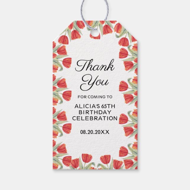 Étiquettes-cadeau Élégante fleur rousse printanière 65e anniversaire (Devant)