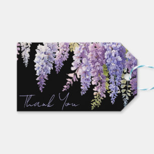 Étiquettes-cadeau Élégante glycine florale d'aquarelle mauve douce