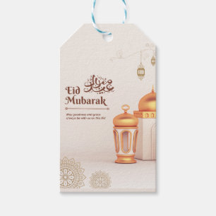 Étiquettes-cadeau Élégante lanterne de mosquée Eid Mubarak Art
