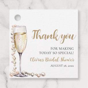 Étiquettes Cadeau Élégante Mariage Moderne Perles et Prosecco