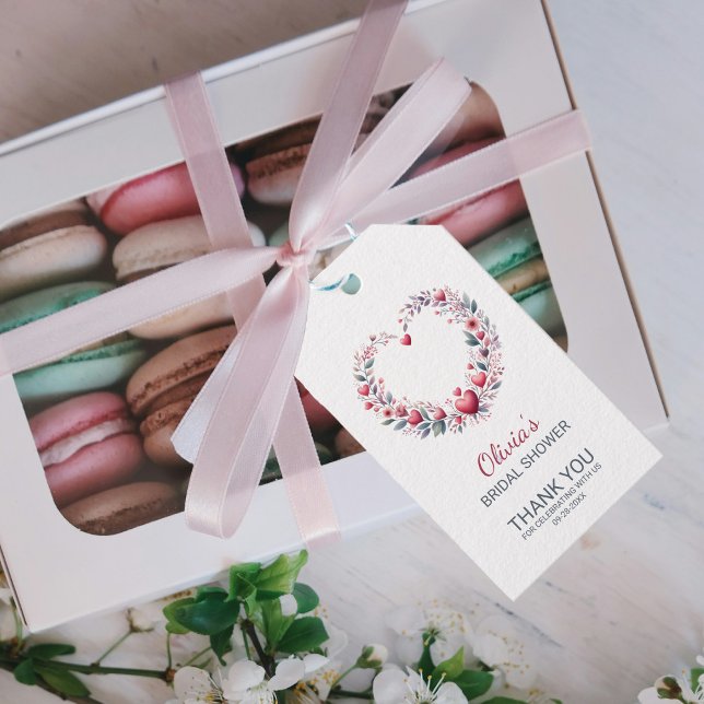 Étiquettes-cadeau Élégante Merci de coeur rouge floral (Créateur téléchargé)