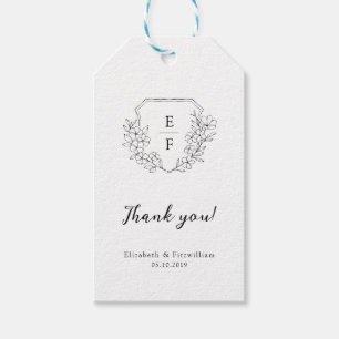 Étiquettes-cadeau Élégante minimaliste Cimetière Monogramme en fleur