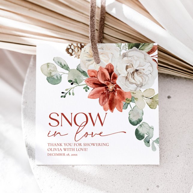 Étiquettes Cadeau Élégante neige rouge en amour Mariage d'hiver Brid (Créateur téléchargé)