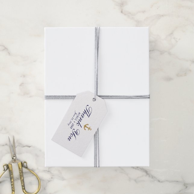 Étiquettes-cadeau élégante Nettoyer Nautique Blanc Merci Tags cadeau (Avec de la ficelle)