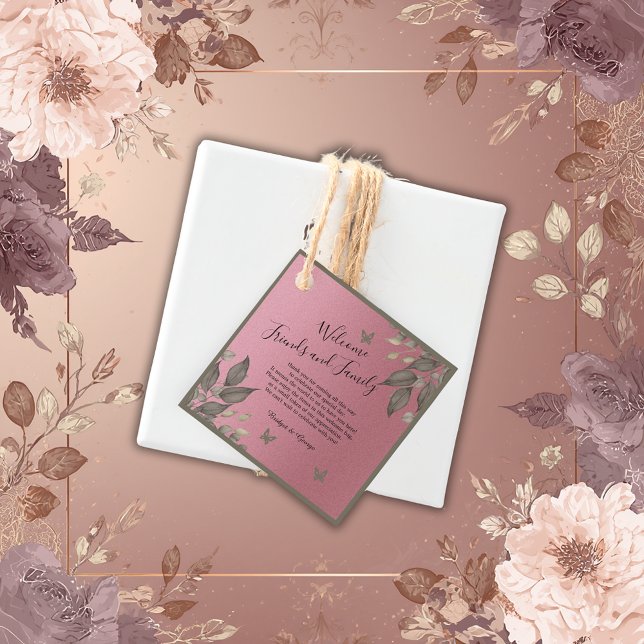 Étiquettes Cadeau élégante parties scintillant rose eucalyptus maria (Créateur téléchargé)