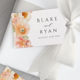 Étiquettes-cadeau Elégante Pêche, Blush et Mariage Crème Favoriser