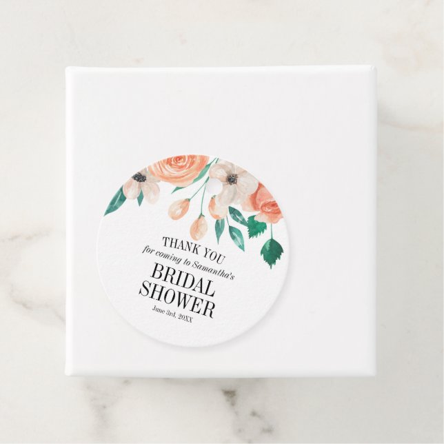 Étiquettes Cadeau Elégante Pêche Fête des mariées florale Personnali (En situation)