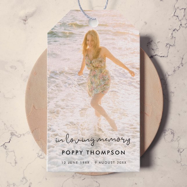 Étiquettes-cadeau Elégante Photo Mémorial Amour Mémoire Funéraire Fa (Créateur téléchargé)