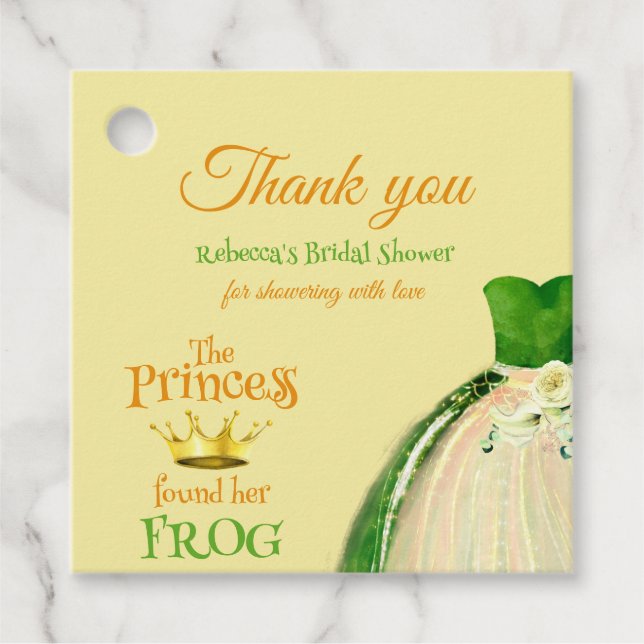 Étiquettes Cadeau Élégante Princesse Grenouille Remerciements de Mar (Devant)