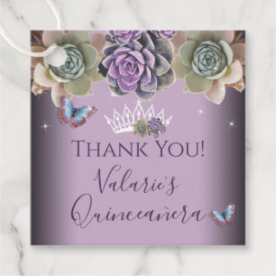 Étiquettes Cadeau Élégante Quinceanera Cactus et papillon Favoriser 
