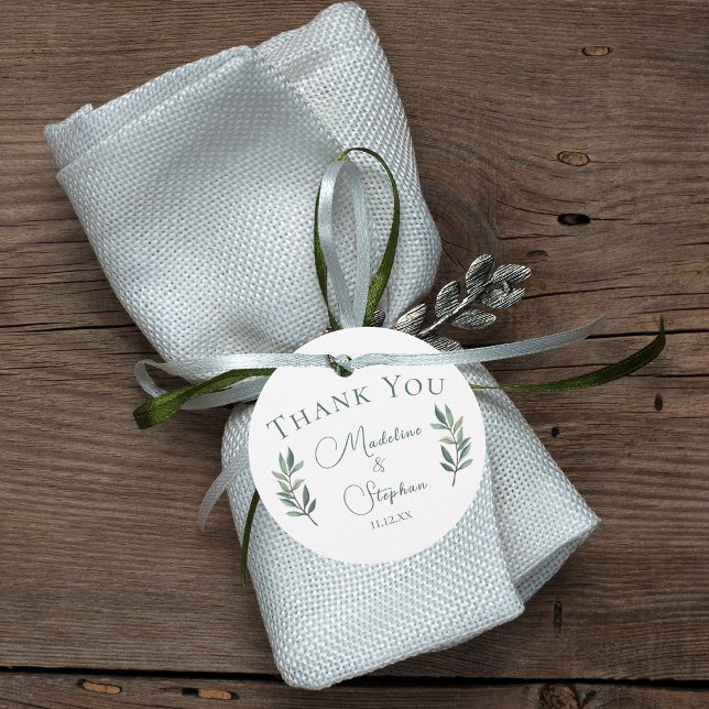 Étiquettes Cadeau Élégante Soirée Mariage de automne Eucalyptus Vert (Créateur téléchargé)