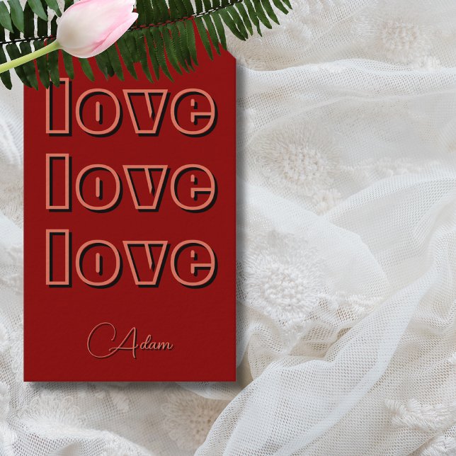 Étiquettes-cadeau Élégante Terracotta Clean 3 x Amour | Velvet rouge (Créateur téléchargé)