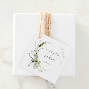 Étiquettes Cadeau Elégante Terre verte Noms personnalisés Date