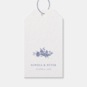 Étiquettes-cadeau Élégante toile bleu Merci floral français Balise