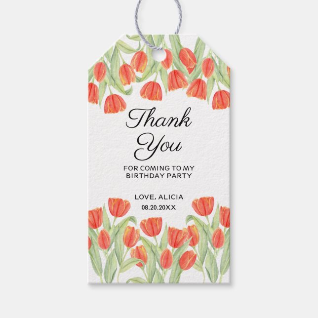 Étiquettes-cadeau Elégante Tulipe rouge botanique 50e anniversaire (Devant)