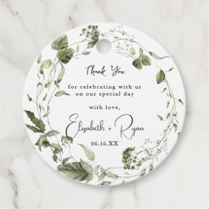 Étiquettes Cadeau Élégante verdure printanière MERCI MARIAGE