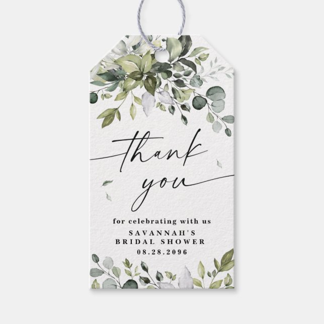 Étiquettes-cadeau Elégante verdure Rustique Eucalyptus Merci Favoris (Devant)