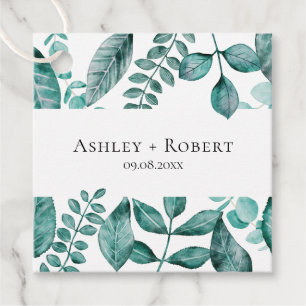 Étiquettes Cadeau Elégante verdure Turquoise Aquarelle Mariage moder