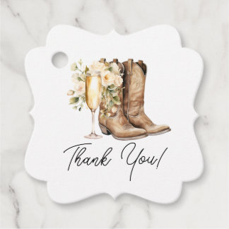 Étiquettes Cadeau Élégantes Bottes et Réception de Mariage Pétillant
