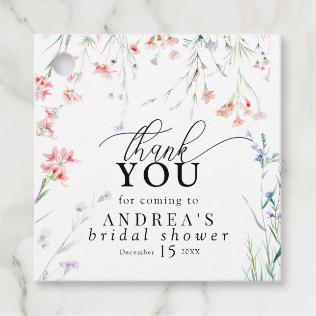 Étiquettes Cadeau Élégantes Fleurs Sauvages Floral Remerciements de  (Devant)