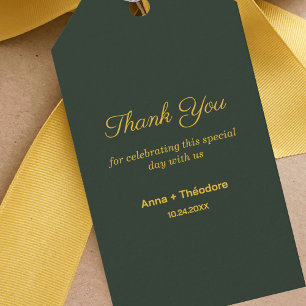 Étiquettes-cadeau élégantes or et vert forêt