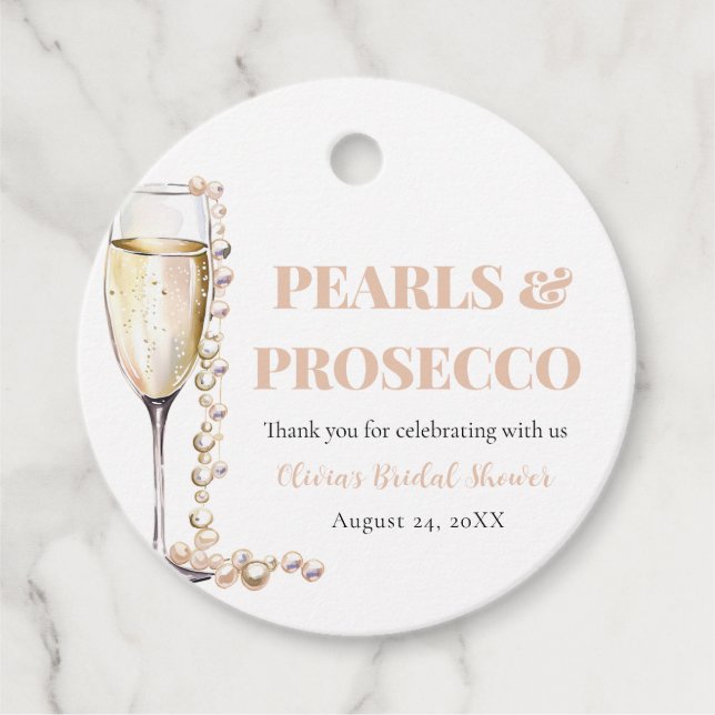 Étiquettes Cadeau Élégantes Perles dorées et Fête de mariage au Pros (Devant)