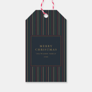 Étiquettes-cadeau Élégantes rayures de Noël vintage