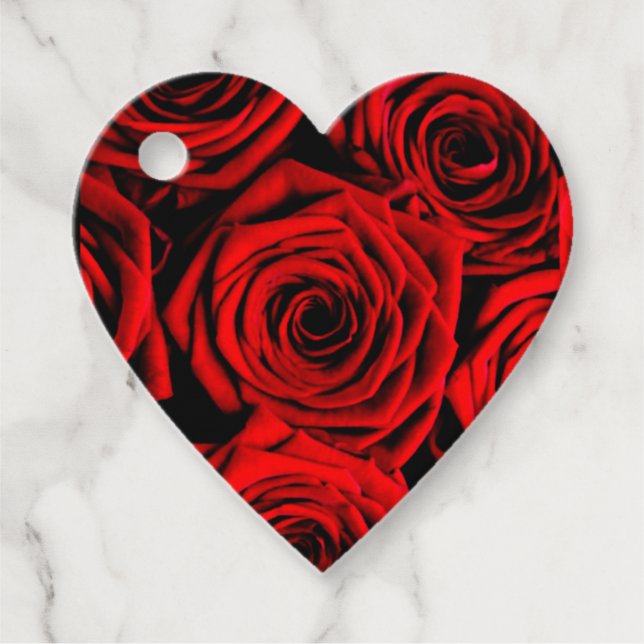 Étiquettes Cadeau Élégantes Roses Rouges (Devant)