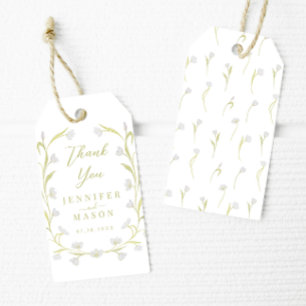 Étiquettes-cadeau Élégantes tulipes bohémiennes Merci Mariage floral