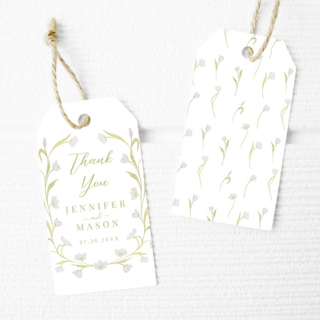 Étiquettes-cadeau Élégantes tulipes bohémiennes Merci Mariage floral (Créateur téléchargé)