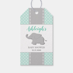 Étiquettes-cadeau Élément de Fête Bébé Mint Vert à Points de Éléphan